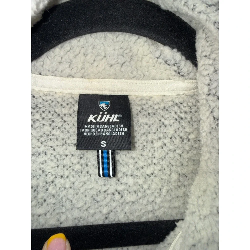 Kuhl Fleece Pullover Women Small Cream Brown‎ Excellent Quarter Zip Colorblock